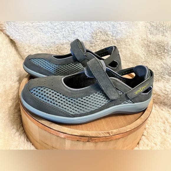 Orthofeet Women's Gray Sandibel Wide Mary Jane Velcro Flat Comfort Shoe Sz 9.5W - Picture 3 of 12